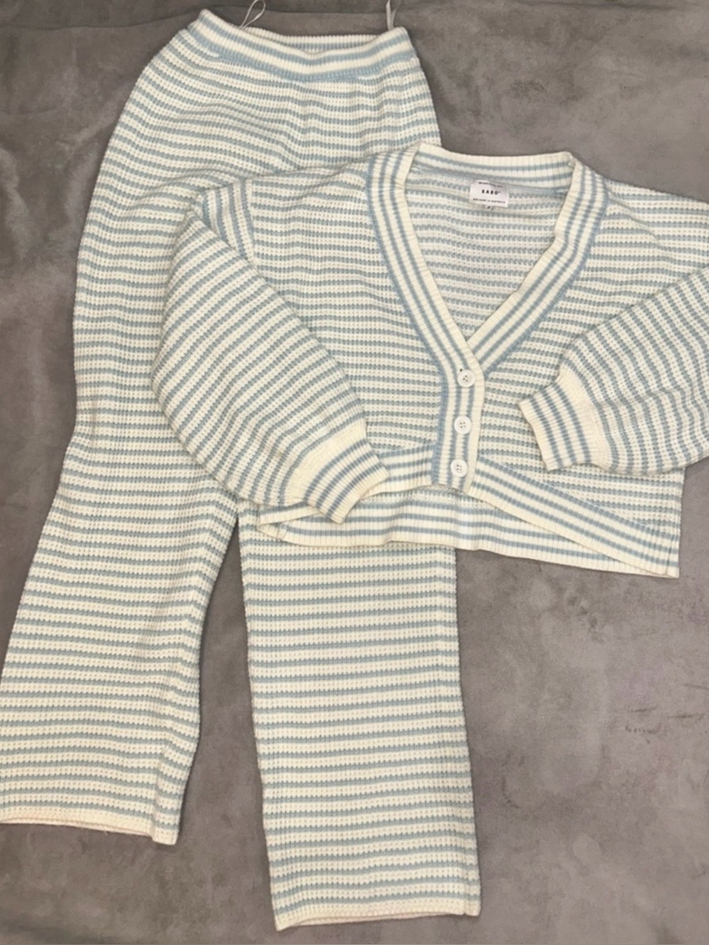 Sabo Knit Sweater & Pants Set - Size Small | Color: White/Blue